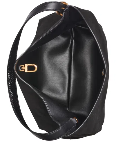 Donna Karan Georgette Suede Medium Bucket Bag In Black