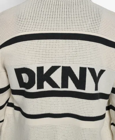 Dkny Women's Open Stitch Full Zip Stripe Jacket In Neutral