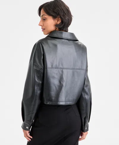 Guess Women's Flaminia Cropped Faux-leather Jacket In Gray