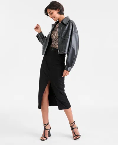 Guess Women's Flaminia Cropped Faux-leather Jacket In Gray