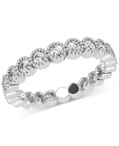 Macy's Diamond Milgrain Bead Frame Eternity Band (1 Ct. T.w.) In Platinum Or 14k Gold In Metallic