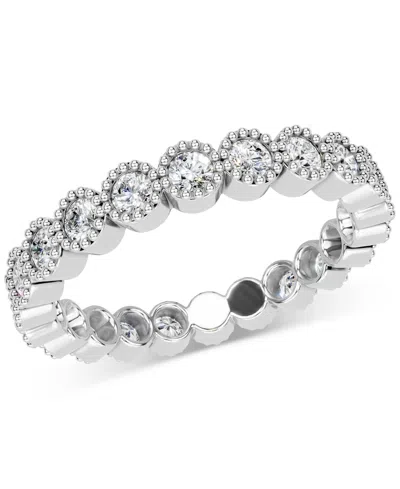 Macy's Diamond Milgrain Bead Frame Eternity Band (1 Ct. T.w.) In Platinum Or 14k Gold In Silver