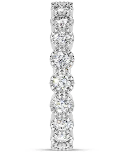 Macy's Diamond Milgrain Bead Frame Eternity Band (1 Ct. T.w.) In Platinum Or 14k Gold In Silver