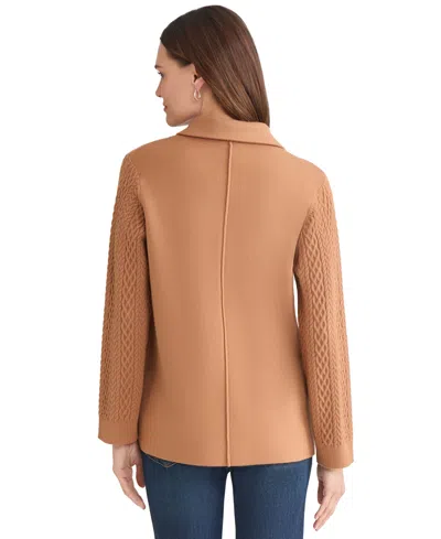 Jones New York Women's Knit Long Sleeve One-button Blazer In Brown