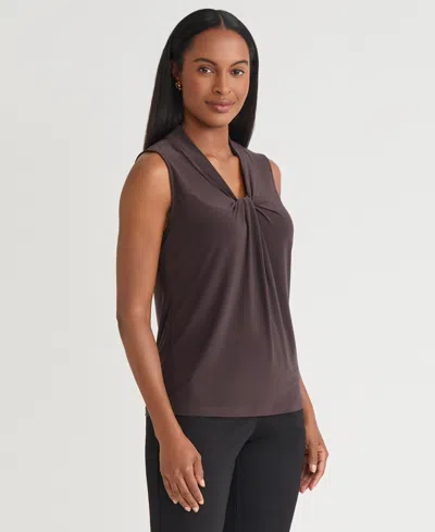 Kasper Women's And Petite Sleeveless Knot Front Jersey Top In Brown