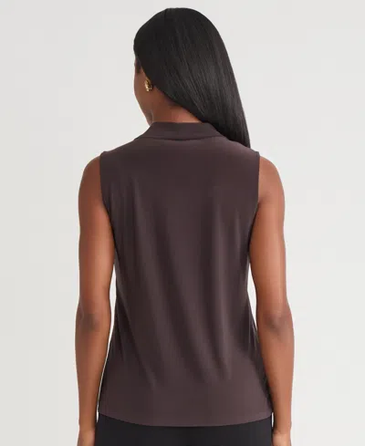 Kasper Women's And Petite Sleeveless Knot Front Jersey Top In Brown