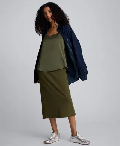 Kenneth Cole Women's Pull-on Slit Midi Skirt In Green