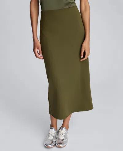 Kenneth Cole Women's Pull-on Slit Midi Skirt In Green