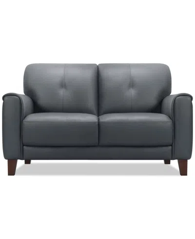 Macy's Ashlinn 61" Leather Loveseat, Exclusively At  In Gray