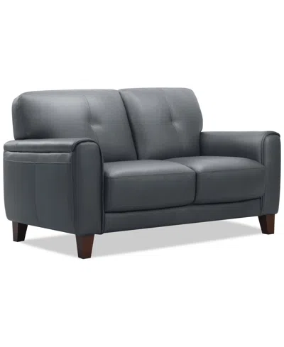 Macy's Ashlinn 61" Leather Loveseat, Exclusively At  In Gray