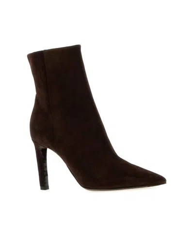 Jimmy Choo Suede Frankie Ankle Boots With Pointed Toe In Brown