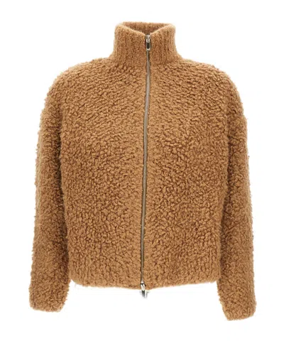 Max Mara High-neck Zip-front Cardigan In Brown