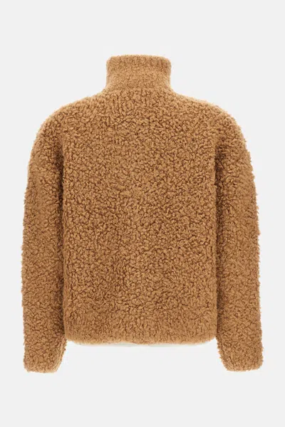 Max Mara High-neck Zip-front Cardigan In Brown