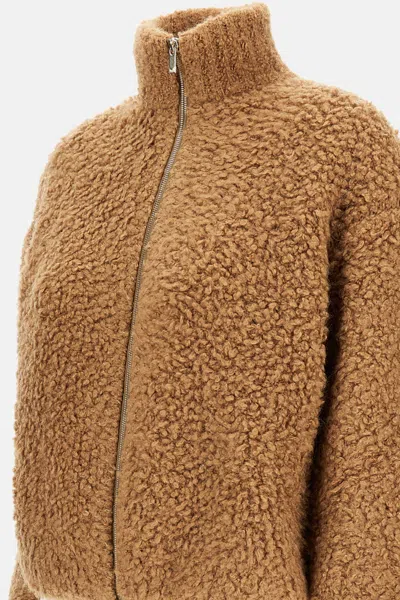 Max Mara High-neck Zip-front Cardigan In Brown