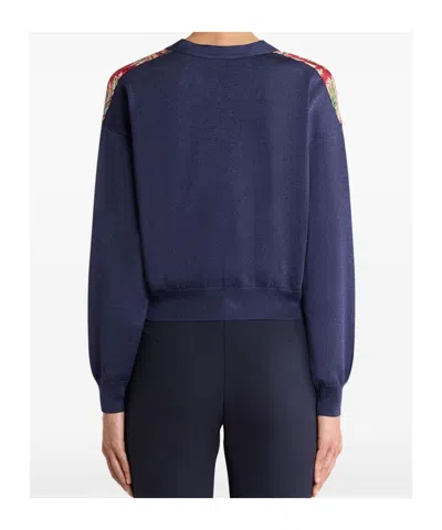 Etro Cropped Cardigan With Printed Insert In Purple
