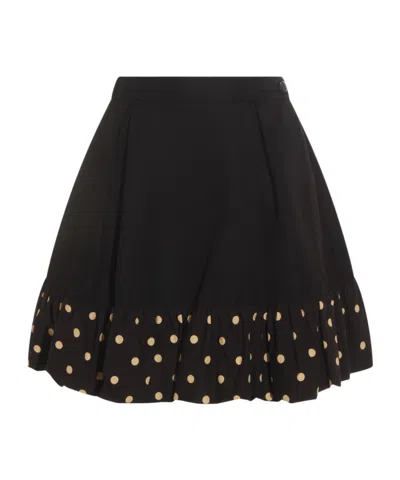 Moschino Midi Skirt With Polka Dots And Ruffles In Black