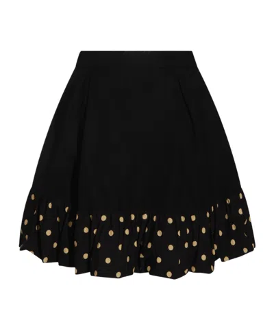 Moschino Midi Skirt With Polka Dots And Ruffles In Black
