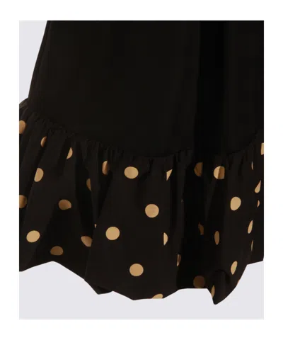Moschino Midi Skirt With Polka Dots And Ruffles In Black
