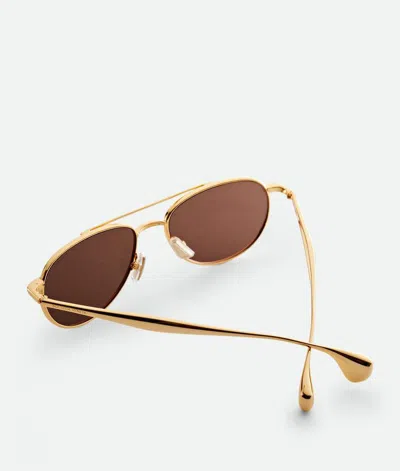 Bottega Veneta Fin Aviator Sunglasses In Brown