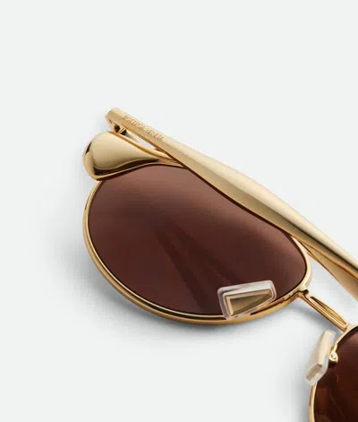 Bottega Veneta Fin Aviator Sunglasses In Brown