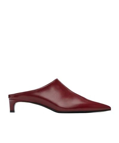 Jil Sander Red Pointed Toe Mule Heels In Red