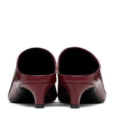 Jil Sander Red Pointed Toe Mule Heels In Red