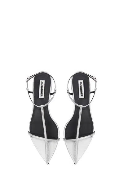 Jil Sander Cage Low-heel Sandals In White