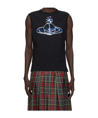 Vivienne Westwood Crew Neck Graphic Print Short Sleeves In Black