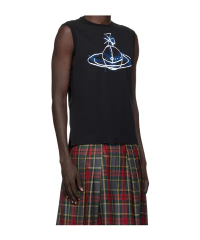 Vivienne Westwood Crew Neck Graphic Print Short Sleeves In Black