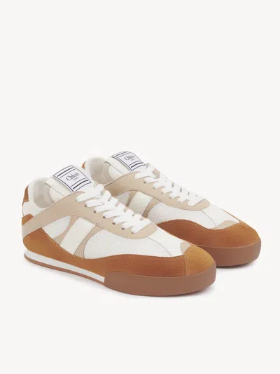 Chloé Kick Brown And White Sneakers In Mesh And Leather In Multi