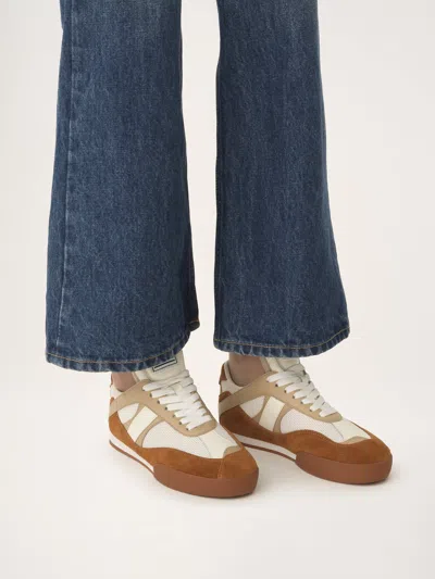 Chloé Kick Brown And White Sneakers In Mesh And Leather In Multi