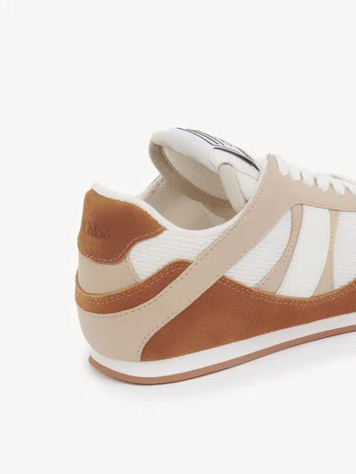 Chloé Kick Brown And White Sneakers In Mesh And Leather In Multi