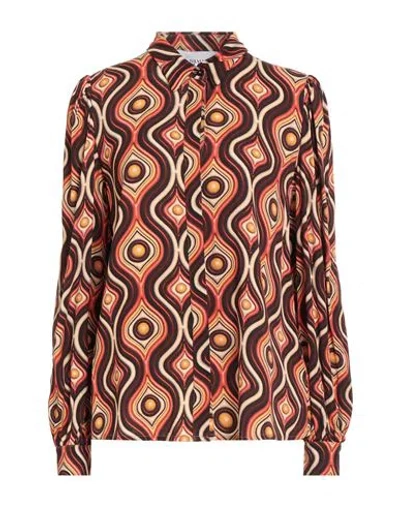 Silvian Heach Woman Shirt Chocolate Brown Size 8 Viscose In Multi