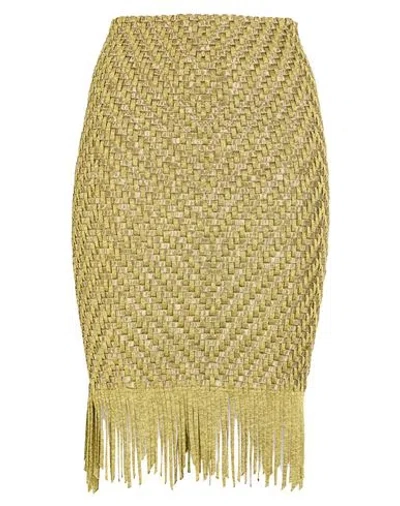 Isa Boulder Woman Midi Skirt Lime Green Size M Rayon, Elastane In Green