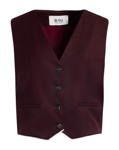 B.yu B. Yu Woman Tailored Vest Burgundy Size Xl Polyester, Viscose, Elastane In Red