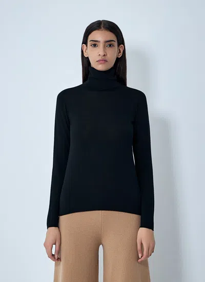 Max Mara Saluto Virgin Wool Turtleneck Sweater In Black