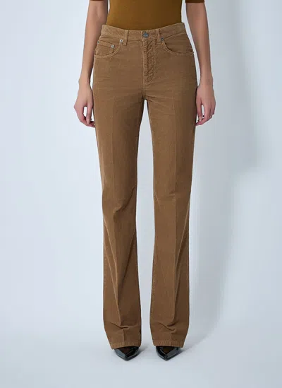 Saint Laurent Corduroy Trousers With Belt Loops And Pockets In Brown