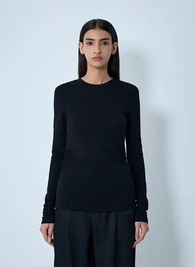 Our Legacy Long-sleeve Fitted Black Sweater With Ruched Detailing In Black