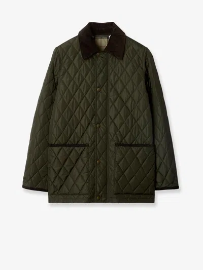 Burberry Quilted Country Jacket Corduroy Collar In Green