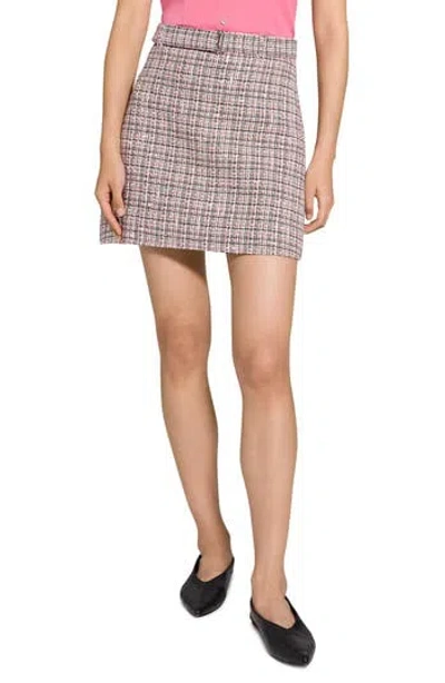 Theory Belted Cotton-blend Tweed Mini Skirt In Neutral