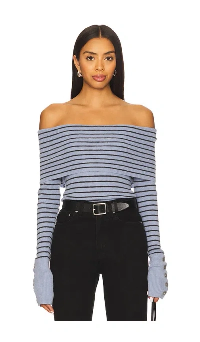 Free People Evergreen Stripe Sweater In Peri Combo In Blue