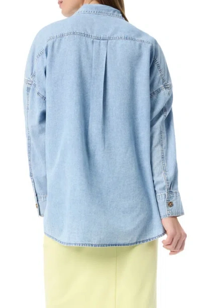Do By Dee Ocleppo Abigail Oversize Cotton Blend Button-up Shirt In Blue