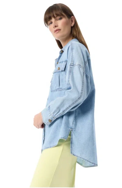 Do By Dee Ocleppo Abigail Oversize Cotton Blend Button-up Shirt In Blue