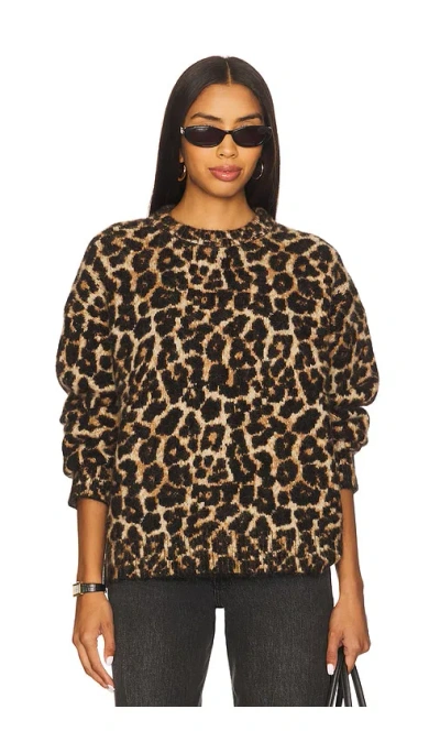 Anine Bing Sydney Crew Sweater In Leopard In Brown