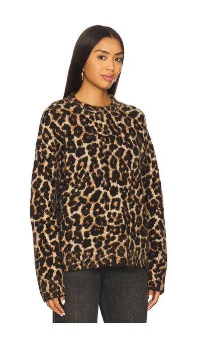 Anine Bing Sydney Crew Sweater In Leopard In Brown