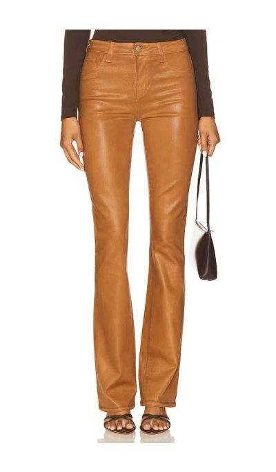 L'agence Selma High Rise Sleek Baby Bootcut Pants In Cognac Coated In Brown