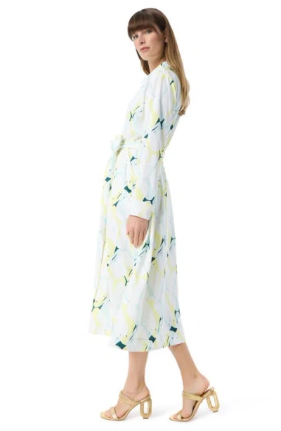 Do By Dee Ocleppo Ava Abstract Print Long Sleeve Midi Shirtdress In White