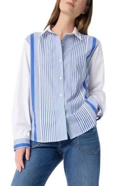 Do By Dee Ocleppo Noelle Stripe Cotton Button-up Shirt In Blue