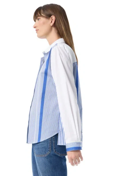 Do By Dee Ocleppo Noelle Stripe Cotton Button-up Shirt In Blue