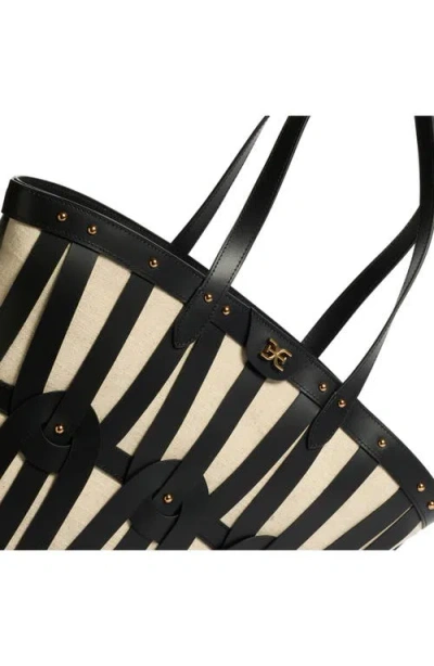 Sam Edelman Large Bay Dye Cut Leather & Canvas Tote In Black